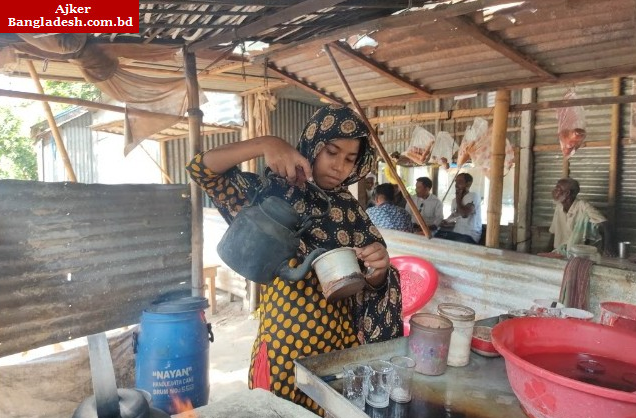 শাহজাদপুরে ৫ম শ্রেনীর ছাত্রী চা বিক্রি করে সংসার চালাচ্ছে