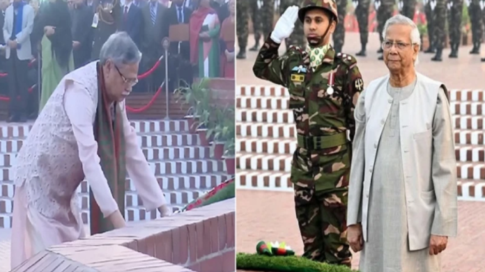 জাতীয় স্মৃতিসৌধে রাষ্ট্রপতি ও প্রধান উপদেষ্টার শ্রদ্ধা, ৩১ বার তোপধ্বনিতে বিজয় দিবসের সূচনা