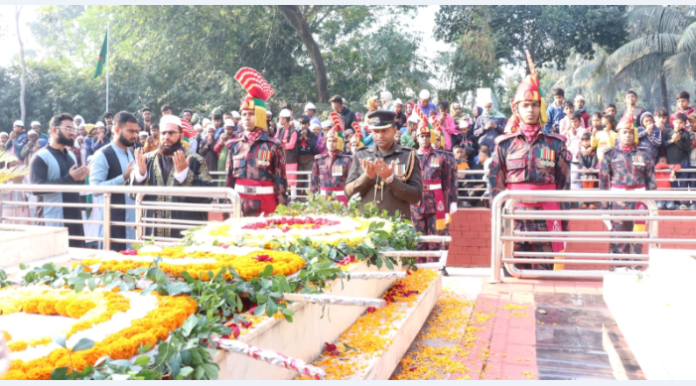 শার্শায় বীরশ্রেষ্ঠ নূর মোহাম্মদ শেখের সমাধিস্থলে গার্ড অব অনার প্রদান