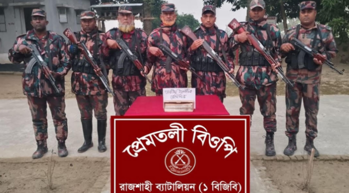 গোদাগাড়ীতে বিজিবি’র অভিযানে বিপুল পরিমান ভারতীয় ইলেকট্রিক রেজিস্টেন্স জব্দ