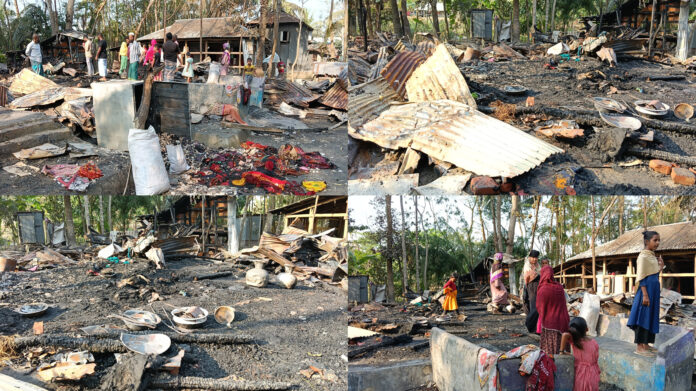 কলাপাড়ায় দুটি বসতবাড়ী আগুনে পুড়ে ছাই