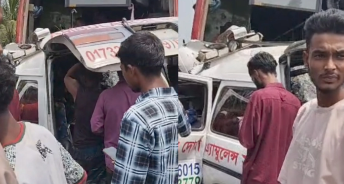নগরকান্দায় বিআরটিসি বাস ও অ্যাম্বুলেন্সের মুখোমুখি সংঘর্ষ: নিহত ৫, আহত ১০