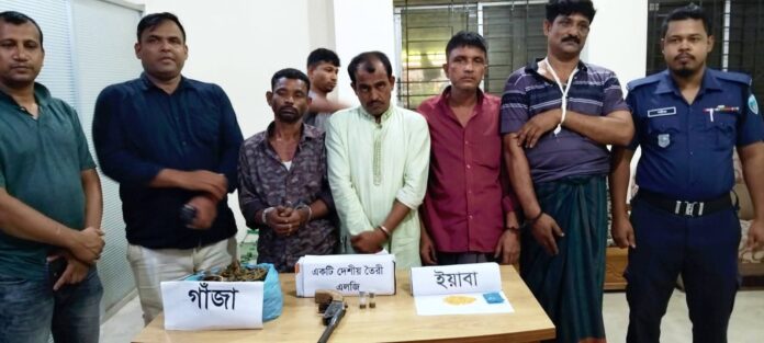 কোম্পানীগঞ্জে আগ্নেয়াস্ত্র-ইয়াবাসহ আটক ৬