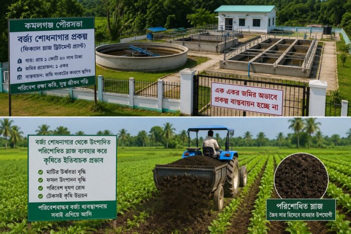 কমলগঞ্জে এক একর জমির সংকটে থমকে আছে কোটি টাকার বর্জ্য শোধনাগার প্রকল্প
