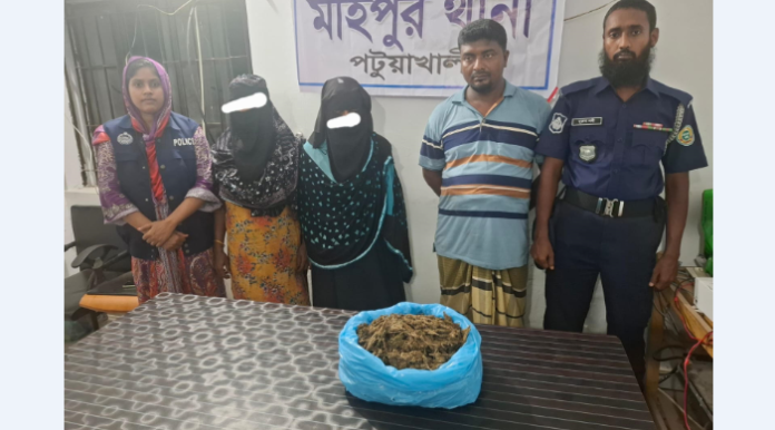 মহিপুরে দেড় কেজি গাঁজাসহ আটক- ৩
