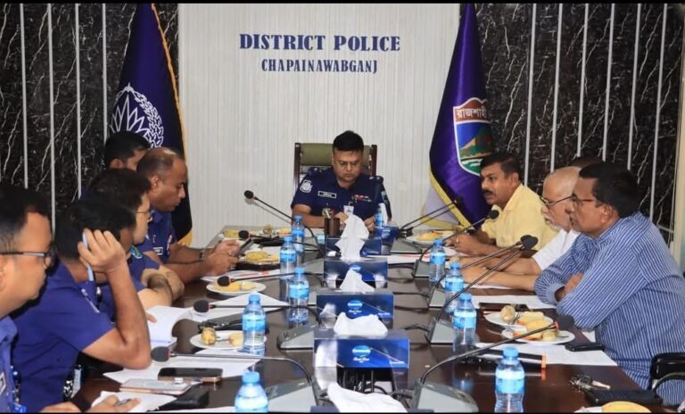 রথযাত্রা উপলক্ষে চাঁপাইনবাবগঞ্জে জেলা পুলিশের মতবিনিময় সভা