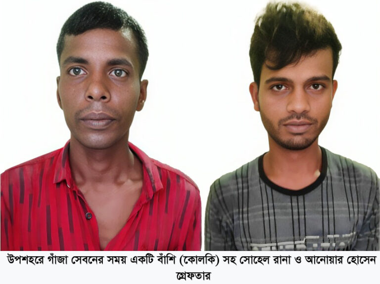 নগরীর উপশহরে গাঁজা সেবনের সরঞ্জামসহ দুই মাদকসেবী গ্রেফতার