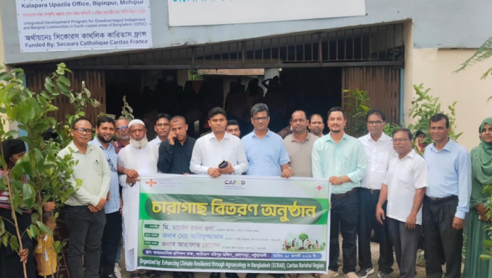 জলবায়ু সহনশীলতা বাড়াতে মহিপুরে নারী-কৃষকদের হাতে ৩ হাজার চারা বিতরন