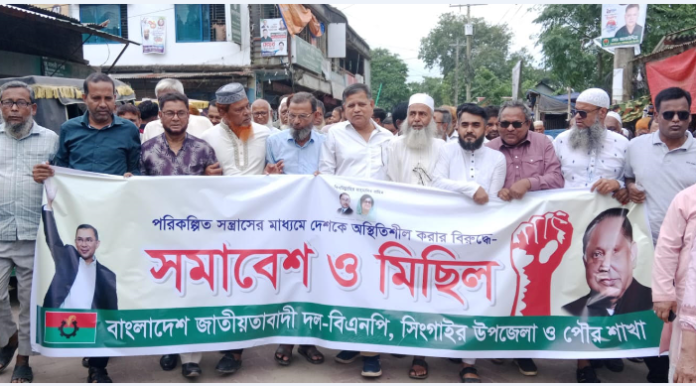সিংগাইরে বিএনপির বিক্ষোভ মিছিল ও সমাবেশ