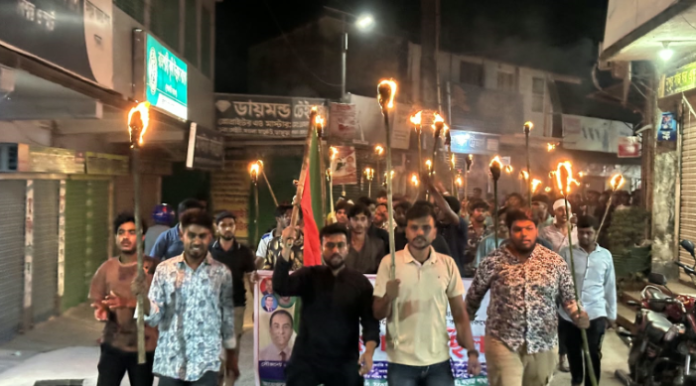 ভাঙ্গুড়ায় কলেজ ছাত্রদলের বিক্ষোভ ও মশাল মিছিল