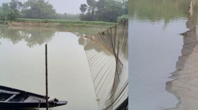 কটিয়াদী ও মনোহরদীতে আড়িয়লখাঁ নদে অবৈধ জালের বাঁঁধ,হুমকিতে মৎস্য সম্পদ