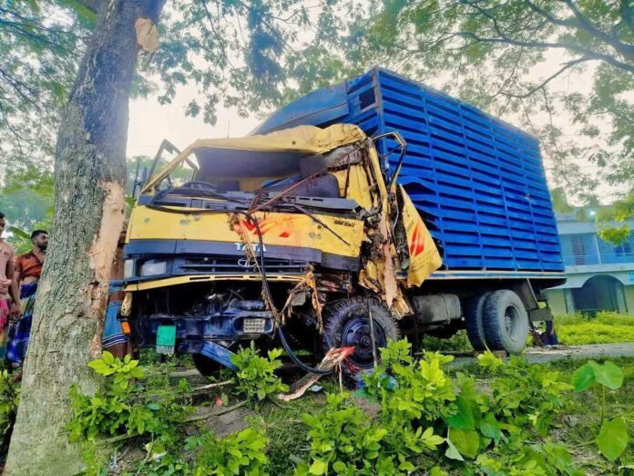 শার্শায় কাভার্ডভ্যান নিয়ন্ত্রণ হারিয়ে গাছে ধাক্কা: হেলপার নিহত 